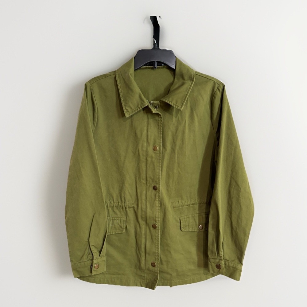 Allegra K womens‎ army jacket stretch green coat designer MEDIUM EUC A12